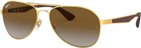 Ray-Ban RB3549 Sunglasses Polished Gold/Brown (RB3549)