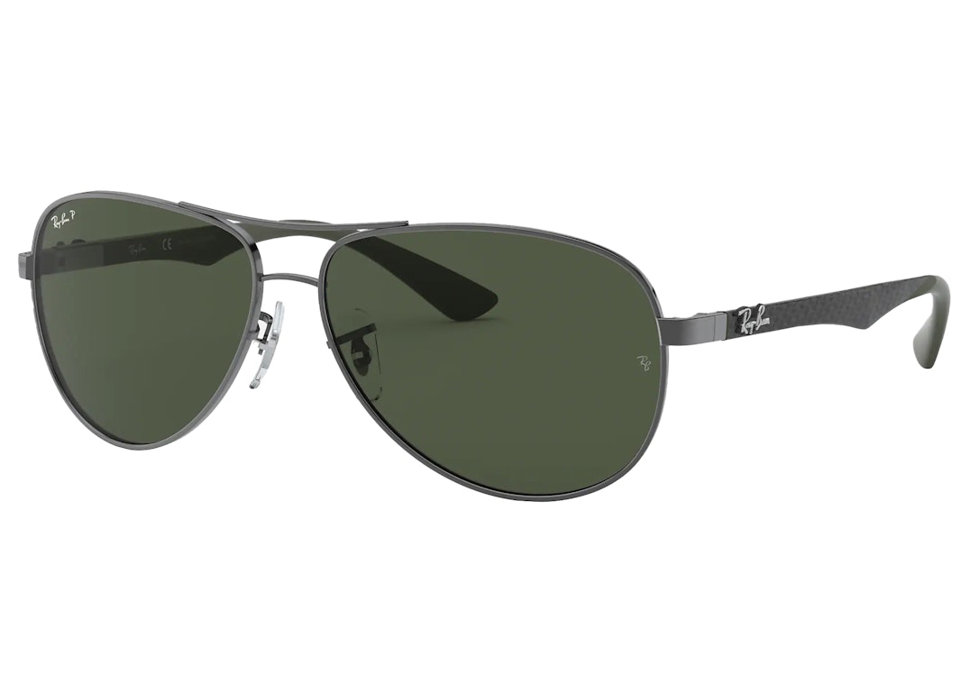 Pre-owned Ray Ban Ray-ban Rb8313 Sunglasses Carbon Fiber Gunmetal/green (rb8313)
