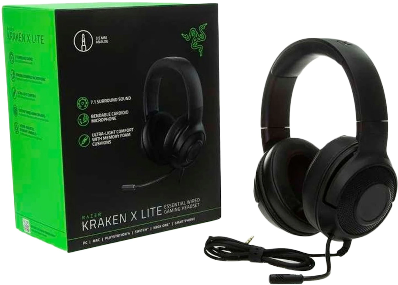 Razer Kraken X Lite Ultra Light 7.1 Gaming Headset RZ04-0289 - Black (6932)