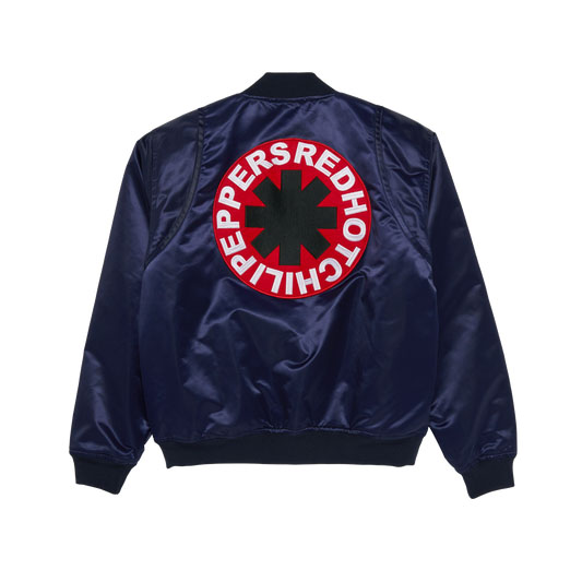Red Hot Chili Peppers Embroidered Satin Official Tour Bomber Navy 