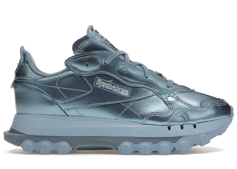 Pre-owned Reebok Women's Classic Leather Cardi B Sneakers In Fluid Blue/metallic Silver