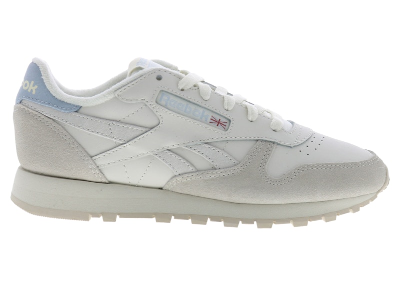 Pre-owned Reebok Classic Leather (women's) Sneakers In Vintagein Chalk/vintage Chalk/feel Good Blue