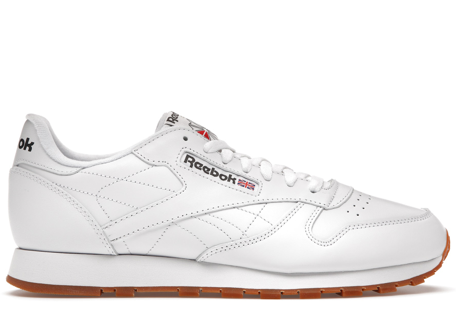 Gum Mens Running Tennis Shoes Item 49797 Reebok Classic Leather White 