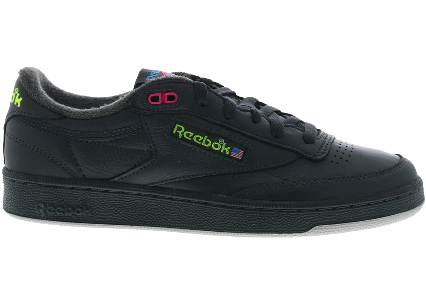 Reebok Club C 85 Vintage Black Pink Green Men's 100201173 US