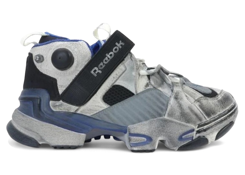 Reebok Genetically Modified Pump Vetements Dirty Effect Blue Move Sneakers in Chalk/Classic White/Black