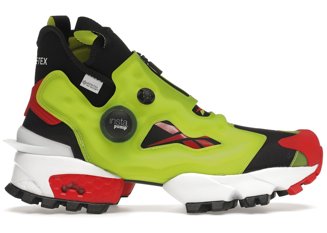 Pre-owned Reebok Instapump Fury X Gtx Citron In Black/hyper Green- Red-white