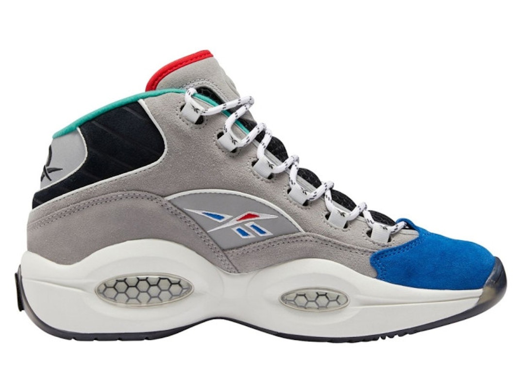 Pre-owned Reebok Question Mid Draft Night 25th Anniversary In Solid Grey/vector Blue-black