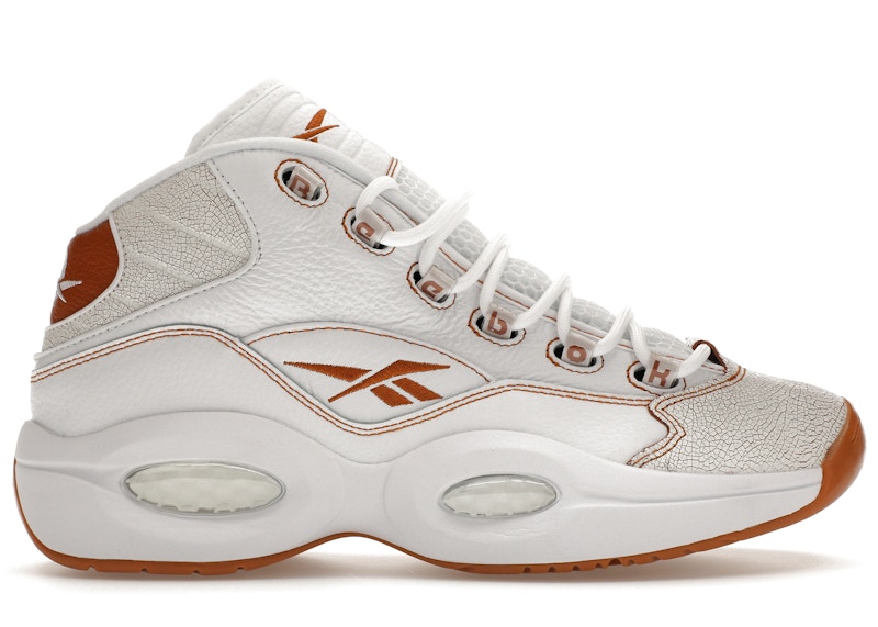 Pre-owned Reebok Men's Question Mid Tobacco Sneakers In White/salted Caramel