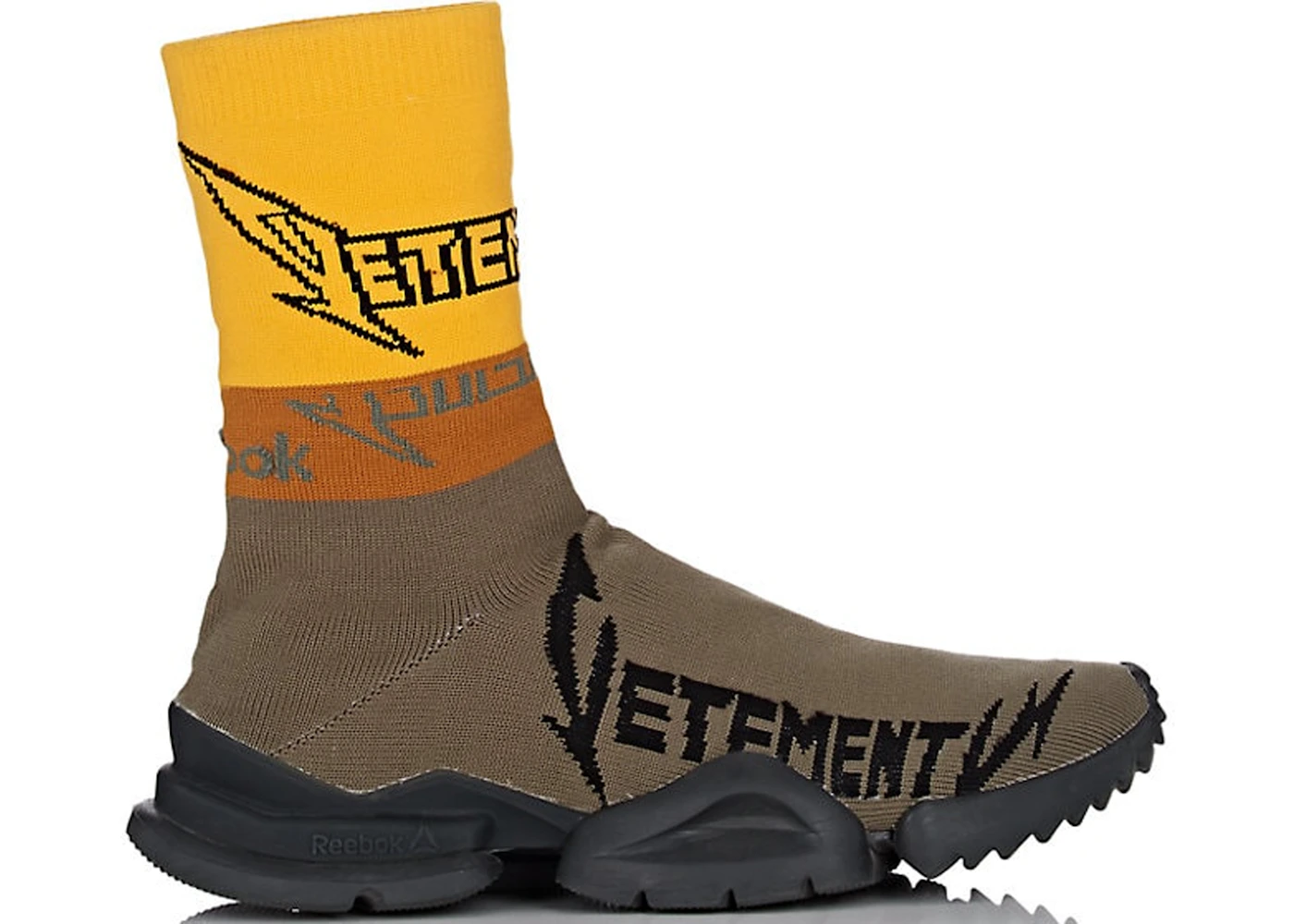 Reebok Sock Runner Vetements Olive Yellow Black Men s CN7275 US