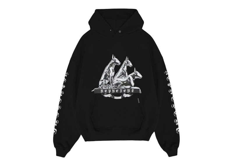 Represent Bullterrier Hoodie Jet Black Men's - FW22 - US