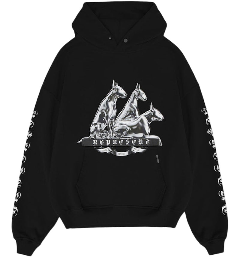 Represent Bullterrier Hoodie Jet Black Men's FW22 US