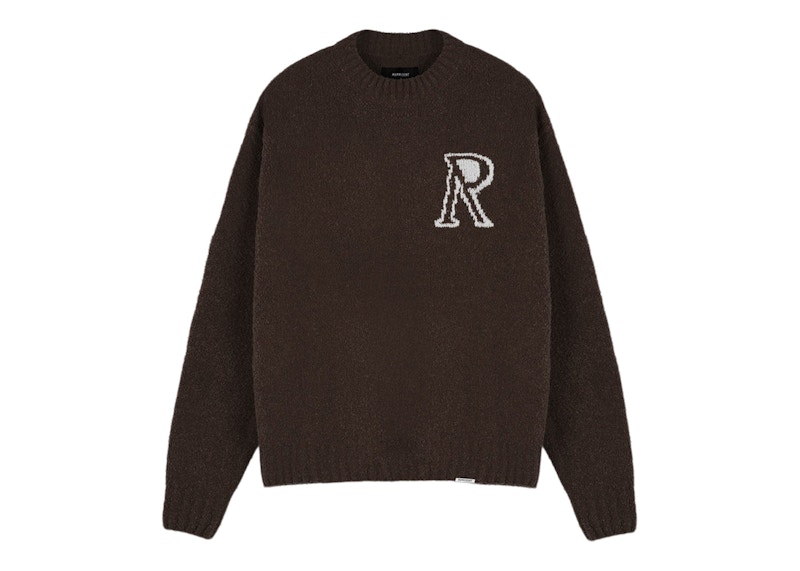 Pre-owned Represent Men's Initial Boucle Knitted Sweater In Brown/white