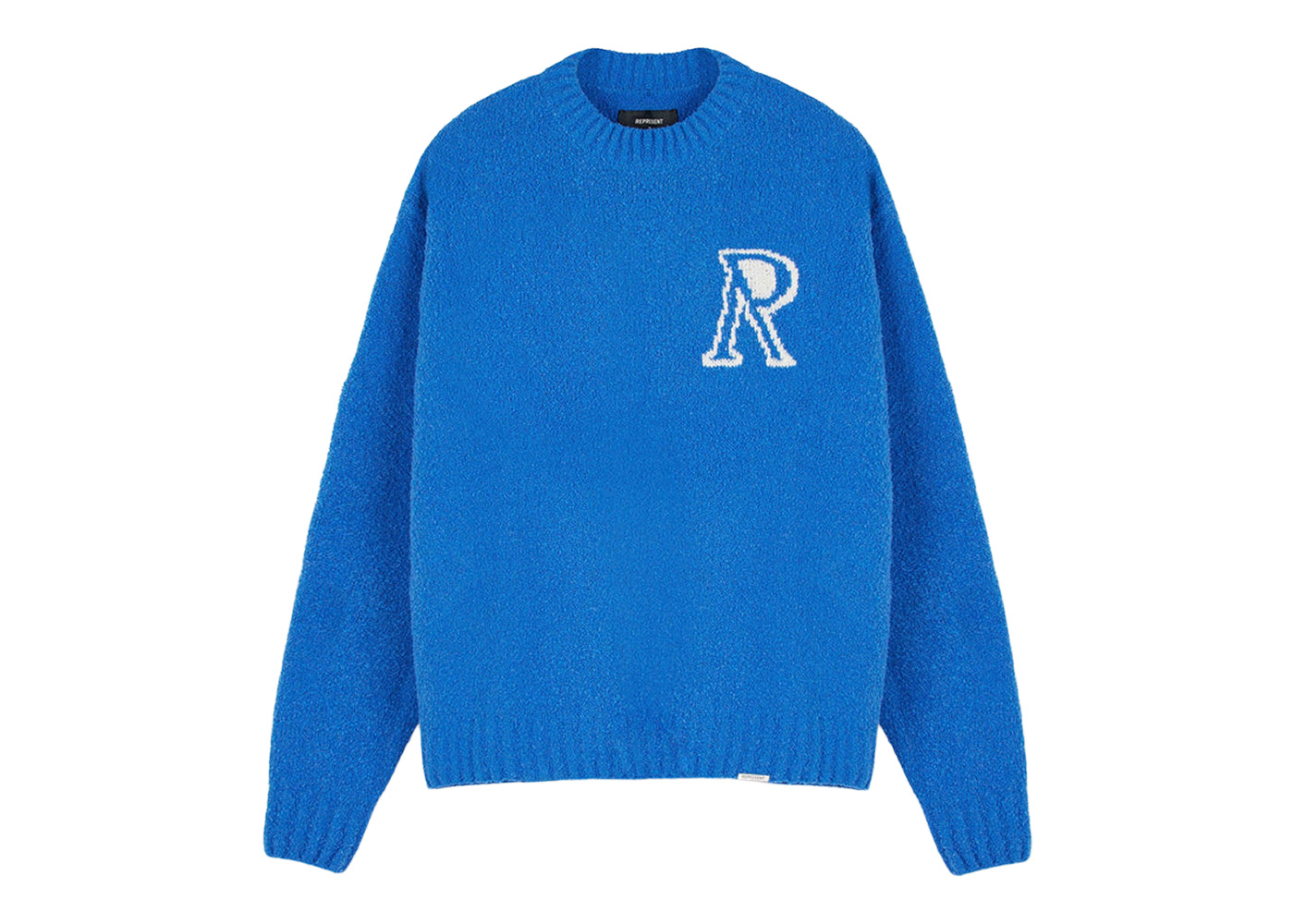 Represent Initial Boucle Knitted Sweater Cobalt Blue/White Men's