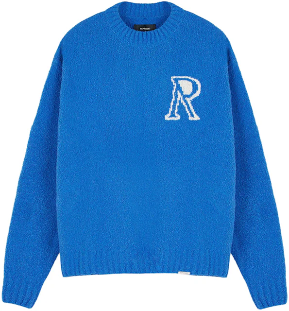 Represent Initial Boucle Knitted Sweater Cobalt Blue/White Men's - FW22 ...