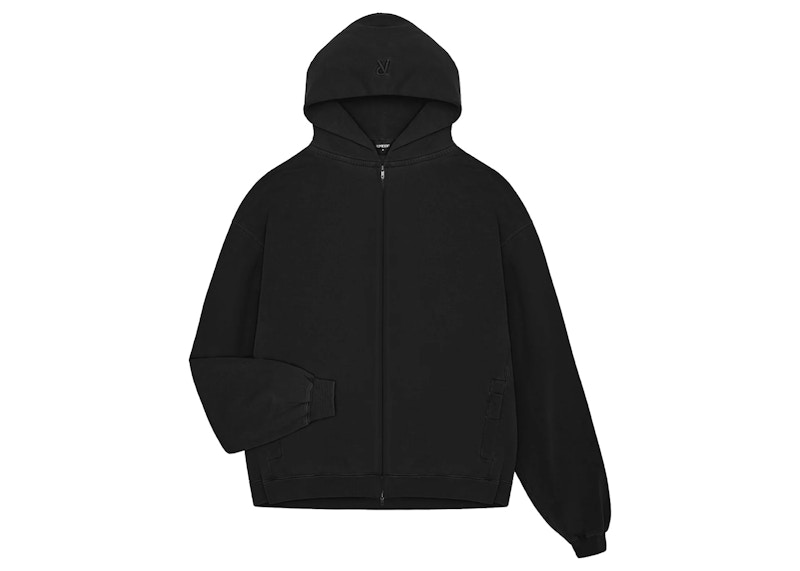 Represent Initial Zip Hoodie Jet Black Men's - SS23 - US