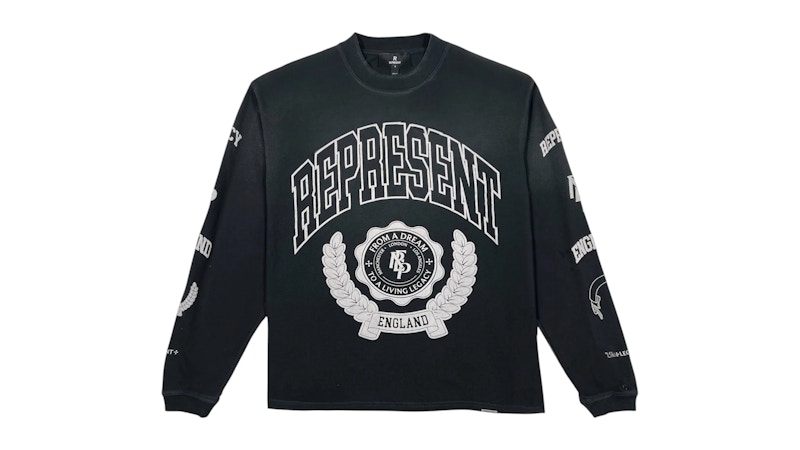 Pre-owned Represent Men's  Mlm100371  Legacy Crest Long Sleeve Tee Shirt In Black