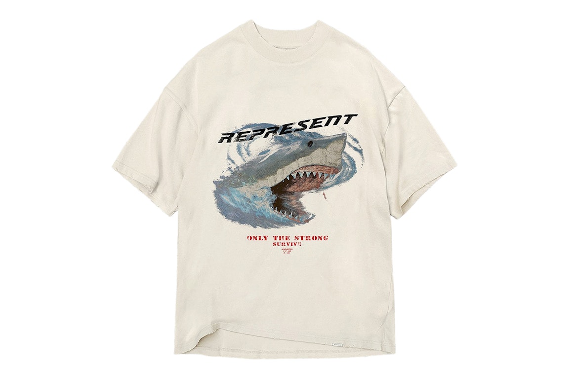Pre-owned Represent Only The Strong Survive Shark T-shirt Vintage White