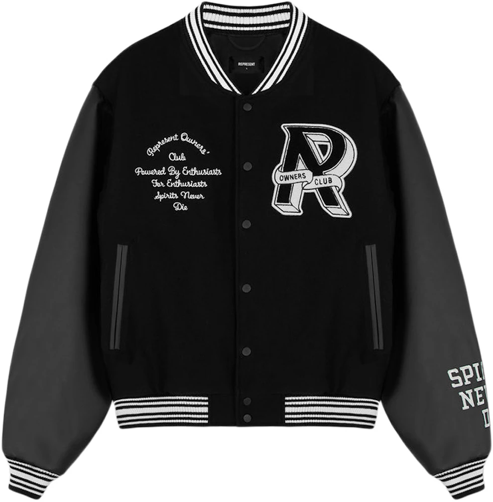 Represent Owners Club Varsity Jacket Black/White