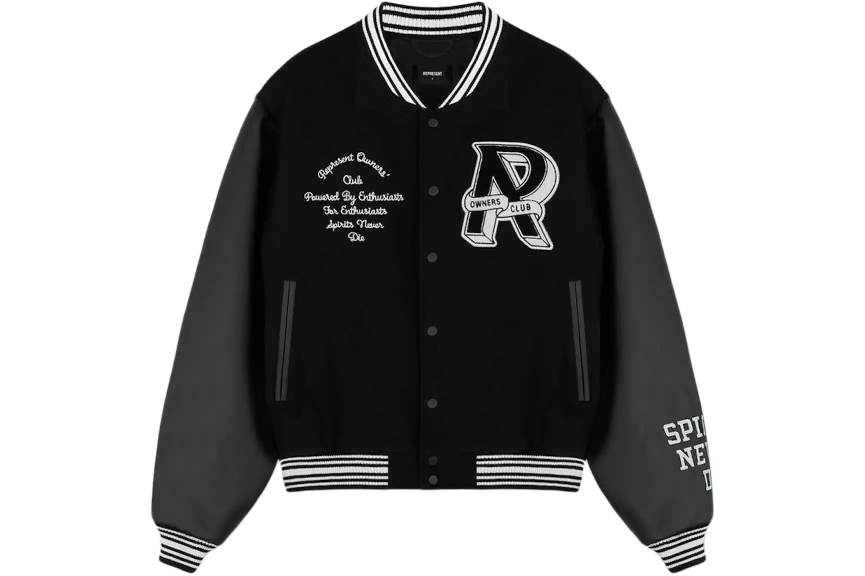 Represent Owners Club Varsity Jacket Black/White - SS23 - CN