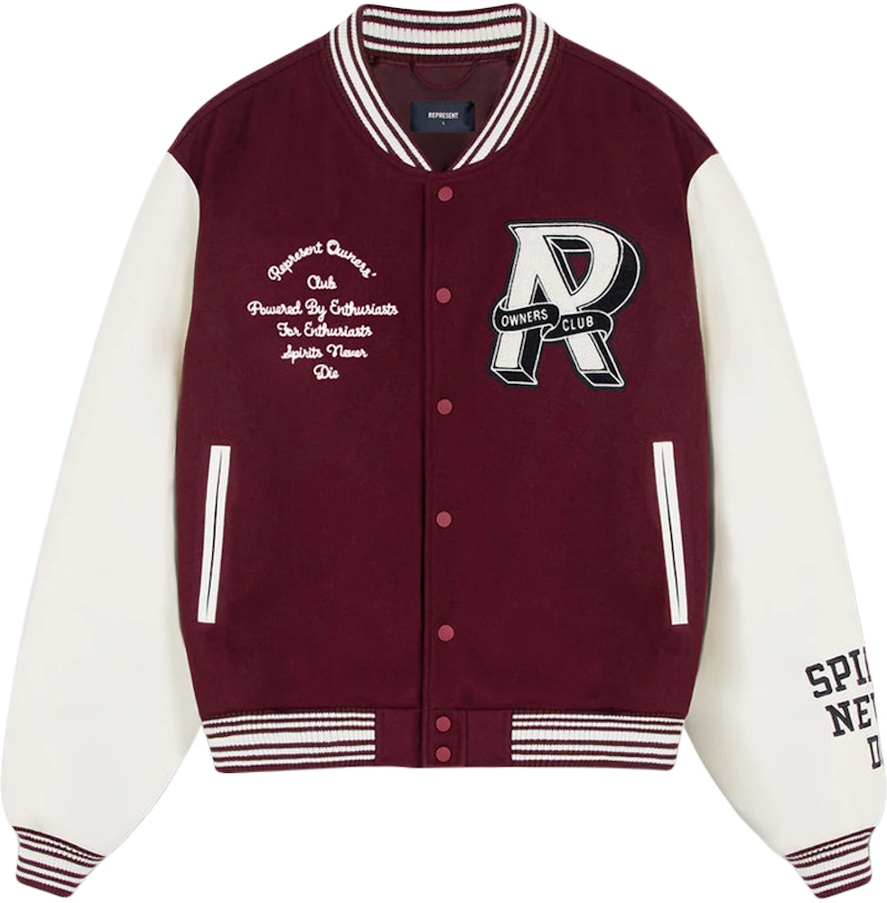Represent Owners Club Varsity Jacket - Maroon | Represent Clo | Size - XL | Hand Made Italian Wool | Classic Style