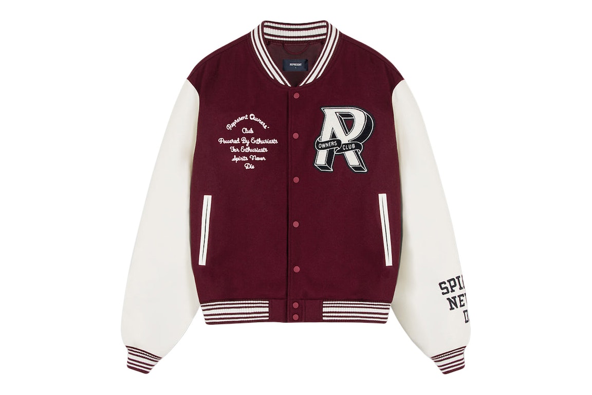 Pre-owned Represent Owners Club Varsity Jacket Maroon/white