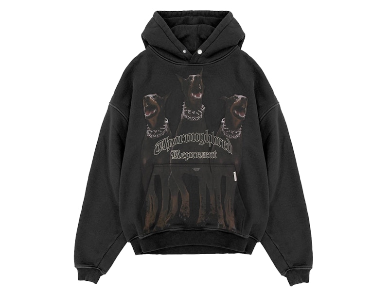 Represent Thoroughbred Oversized Hoodie Vintage Black Men's - SS22