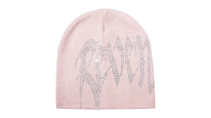 Revenge Arch Logo Rhinestone Beanie Pink/Crystal