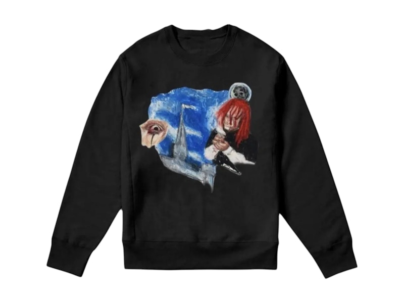 Pre-owned Revenge Men's Crayon Trippie Redd Crewneck Sweatshirt In Black