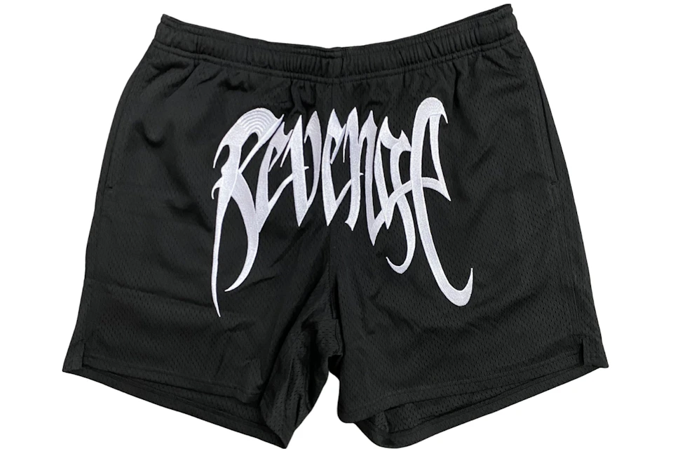 Revenge Embroidered Mesh Shorts Black - IT