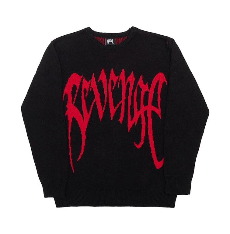 Pre-owned Revenge Knit Logo Crewneck Sweater Black/red