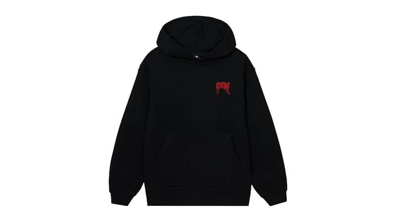 Revenge Red Embroidered Basic Hoodie Black