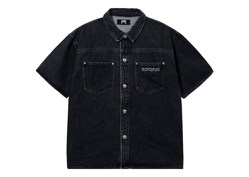Revenge Revival Denim Button Up Washed Black