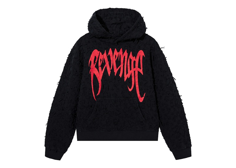 Revenge Thrashed Boro Arch Logo Hoodie Black Red Men s FW24 US