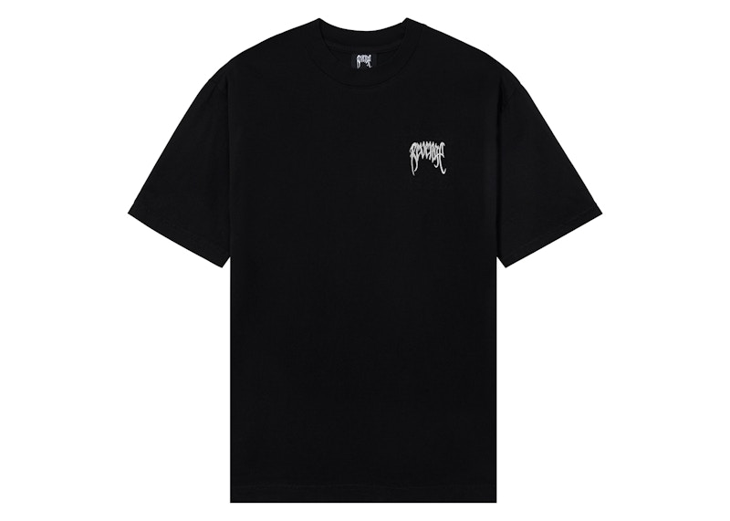 Revenge White Embroidered Basic Tee Black Men
