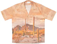 Rhude Cactus Button Up Bowling Shirt Pink