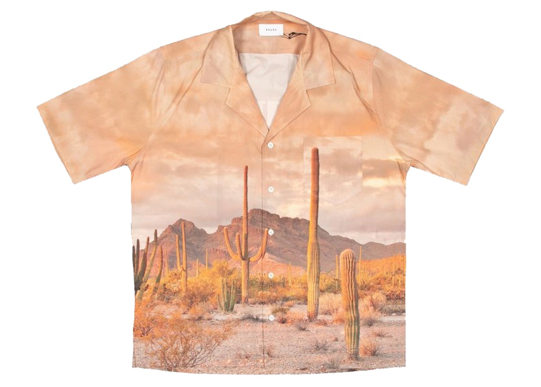 Pre-owned Rhude Cactus Button Up Bowling Shirt Pink