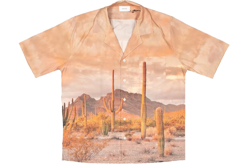 Rhude Cactus Button Up Bowling Shirt Pink Ss20 Rhude Cactus Button Up Bowling Shirt Pink Ss20