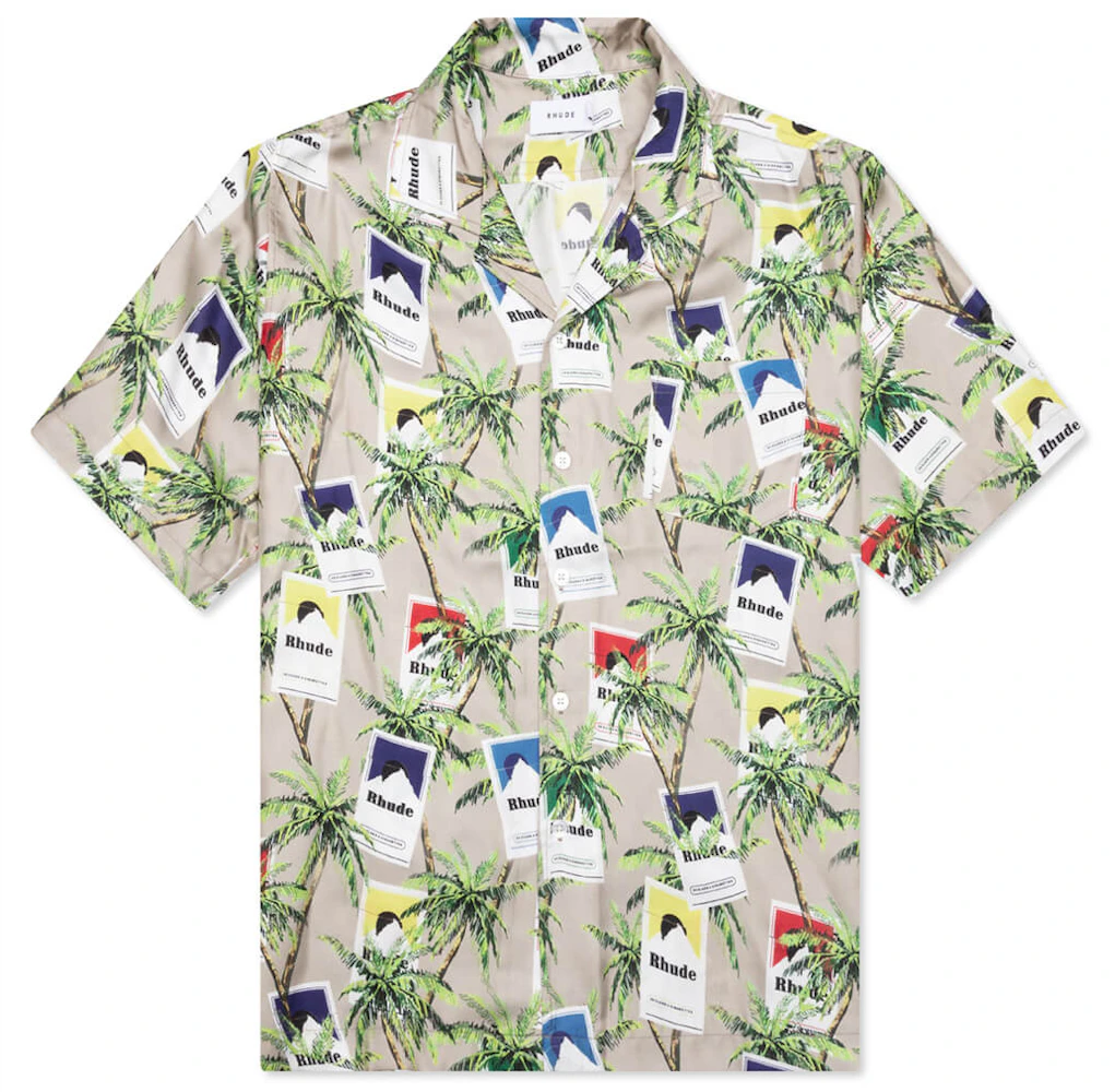 Rhude Cigarette Print Button Up Shirt Taupe/Multicolor Men's - SS23 - US