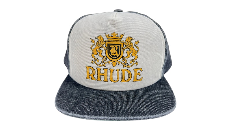 Pre-owned Rhude Cresta Denim Hat In Black/cream