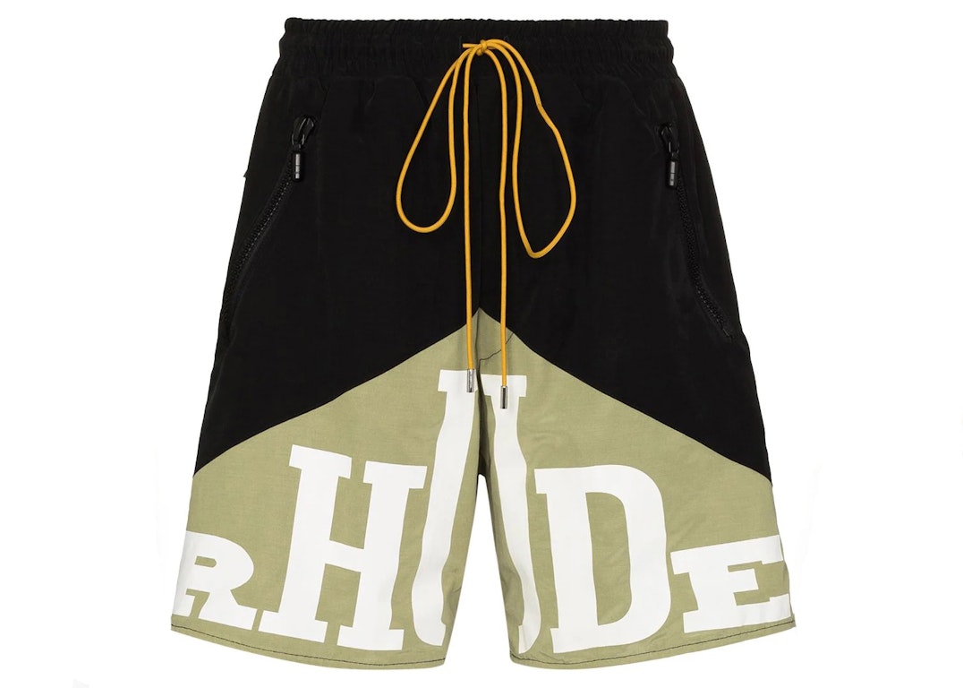 Pre-owned Rhude Cupro Yachting Shorts Black/khaki