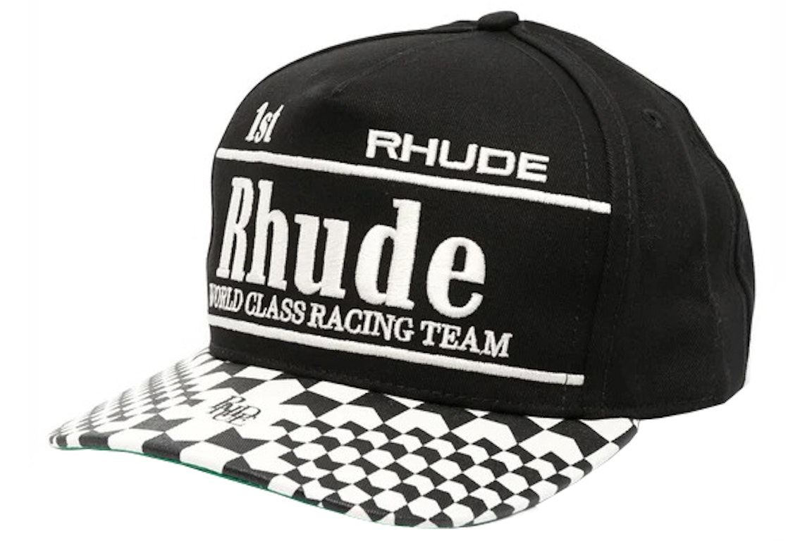 Pre-owned Rhude Finishline Snapback Hat Black/white