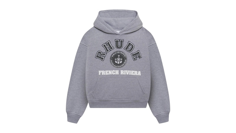 Rhude French Riviera Patch Hoodie Gray