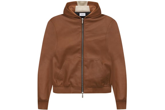 Rhude Leather Hoodie Brown