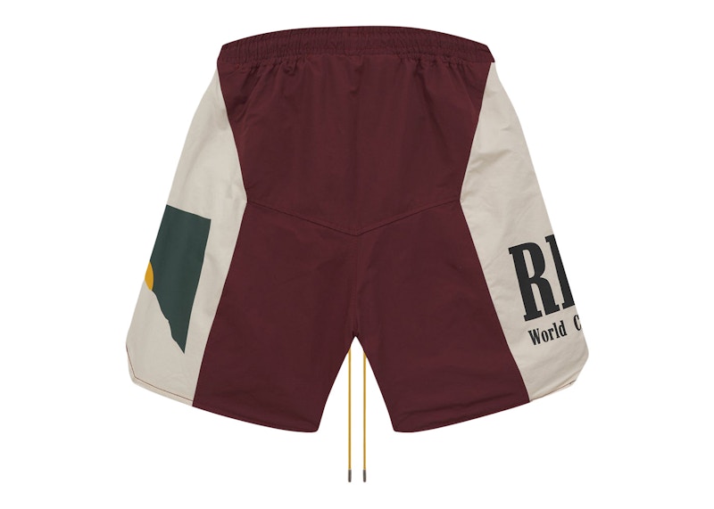 Rhude Panel Logo Shorts Maroon/White/Multi Men's - FW22 - US