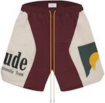 Rhude Panel Logo Shorts Maroon/White/Multi