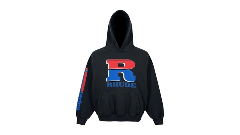 Rhude Split Petrol Logo Vintage Hoodie Vintage Black/Red/Blue