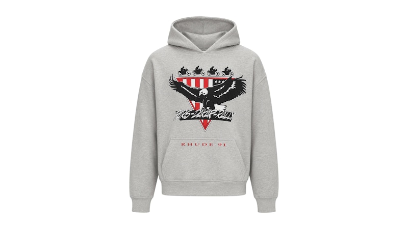 Rhude Stage Racing Hoodie Heather Grey