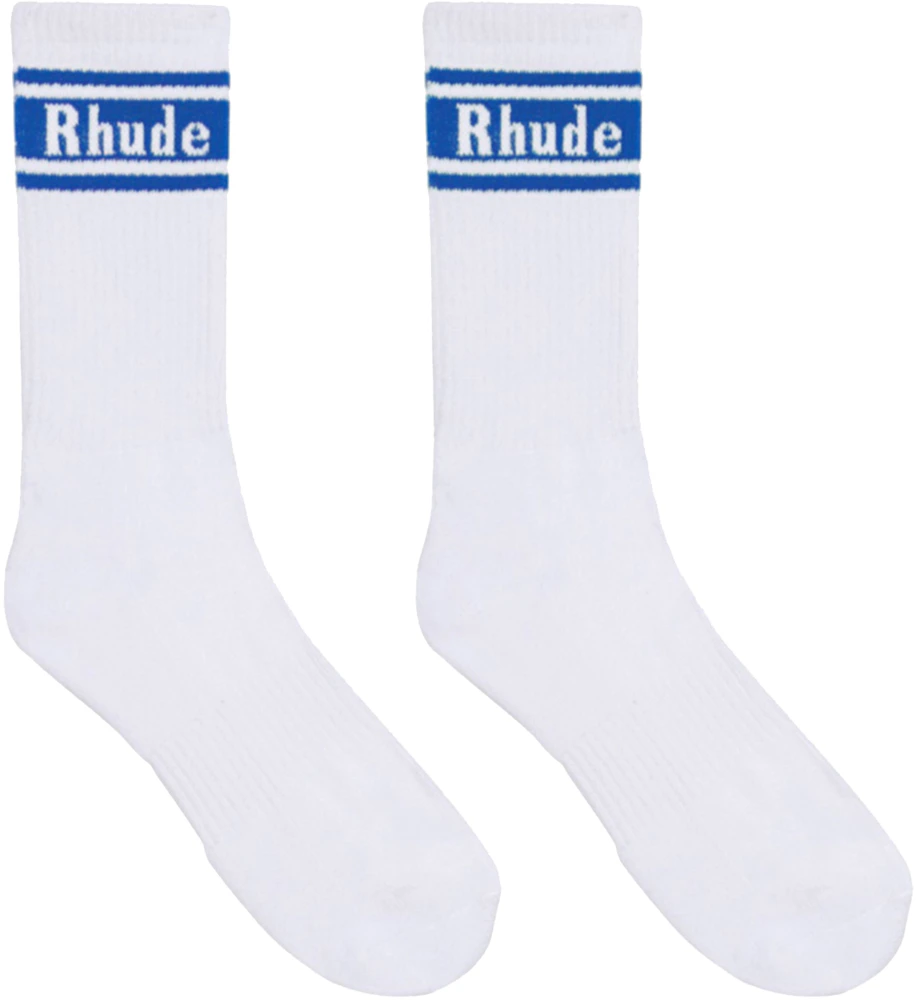Rhude Stripe Logo Socks White/Blue - SS21 - US