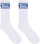 Rhude Stripe Logo Socks White/Blue