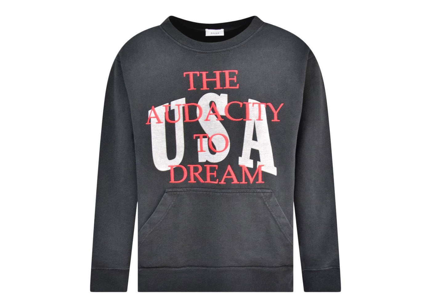 Rhude The Audacity To Dream Vintage Washed Sweatshirt Black/Red/White Men's  - US